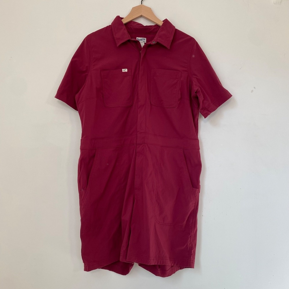 Duluth Trading Co. Short-Sleeve Burgundy Utility Romper